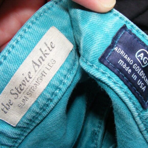 AG ADRIANO GOLDSCHMIED Stevie Ankle Jeans, 28 Teal/Blue-green, Stretch - Picture 8 of 9